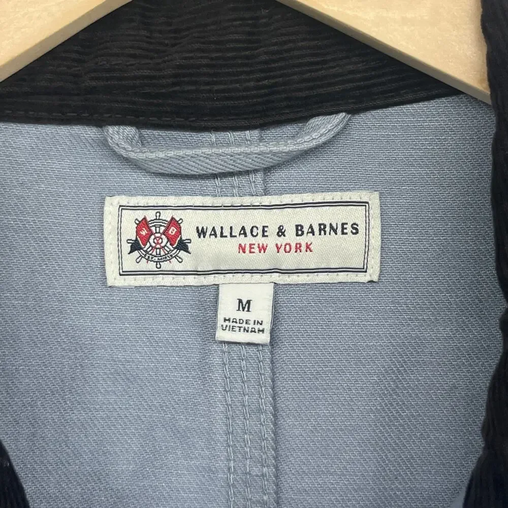 WALLACE & BARNES Jacket Mens M Corduroy Collar Chore Barn Coat Twill Cotton Blue